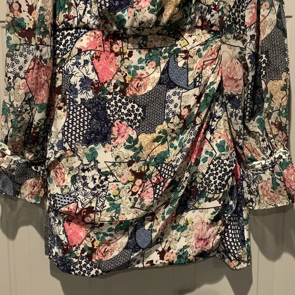 SALONI RINA FLORAL PRINT SILK JACQUARD MINI DRESS FLORAL CERAMIC 4 - Picture 3 of 9